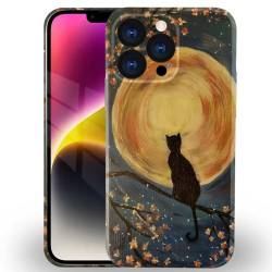 BoByk Schutzhülle kompatibel mit iPhone 13 Pro, 3D-Volldruck Katze unter den Sternen, harte und stoßfeste Handyhülle von BoByk