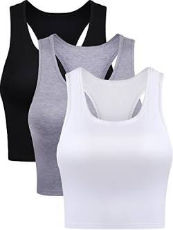 Boao Damen Tank-Tops, Schwarz, Weiß, Grau, X-Large (3er Pack) von Boao