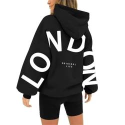 Boapond Hoodie Damen Sweatjacke Damen Mit Kapuze Oversize Backprint Pullover Blakely Aufdruck Langarm Herbst Winter Sweatshirt Kapuzenjacke Langarmshirt Pullover für Damen Casual von Boapond