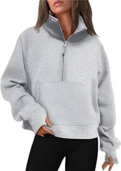 Boapond Pullover Damen Langarm Damen Sweatjacke Kapuzenjacke mit Fleecet-Innenfutter Zip Up Hoodie Pullover Herbst Winter Sweatshirt Oberteil Tops Casual von Boapond