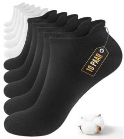 10 Paar Sneaker Socken Herren Damen,Sportsocken Halbsocken Kurze Atmungsaktiv Baumwolle Socken (DE/NL/SE/PL, Numerisch, 47, 50, Regular, Regular, Schwarz Weiß) von Bobelle