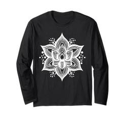 Damen Mandala Vintage Spirituell Zen Casual Urlaub Grafik Langarmshirt von Bohemian Boho Yoga Aesthetic Black White