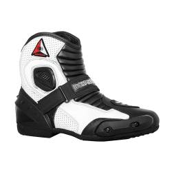 Audax Herren Motorradstiefel-Biker Boots-Sport Motorrad Stiefel aus echtem Leder-Leicht und Atmungsaktiv, mit verstärkten Protektoren Schwarz Weiss - 42 von Bohmberg