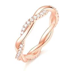 Ring Ringe Damen Bijouterie Herren Damen-Eternity-Ring, Twist-Cord-Ring, Verlobungsring, Ehering, Ganz Besonderer Ring, 9 Roségold von Bokmergne