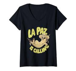 Damen Lustiges La Paz Reisendes Alpaka Retro Bolivien T-Shirt mit V-Ausschnitt von Bolivien Reise Outfit Men & Women