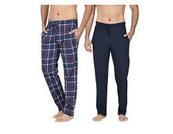 Lange Loungewear-Hose für Herren, Nachtwäsche, 2 Stück, Marineblau/Marineblau kariert, XL von Bonjour