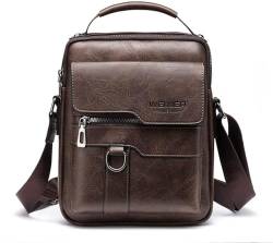 Leder Umhängetasche, Vintage Handtasche, Männer tägliches Pendeln Business Tasche, Männer Umhängetasche, Crossbody Handyhülle, Crossbody Tasche, Männer Tasche, Leder Brusttasche (Dark Brown) von Bontebian