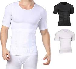 Bauchweg Bodyshaper Slimming T-Shirt Men Miederbody Shapewear Figurformer mit Ärmeln (L,Weiß) von Bonvie.shop