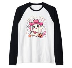 Cute Boo Jee Ghost Halloween Kürbis Rosa Kuh Geist Gruselig Raglan von Boo Jee Spooky Cow Ghost Pink Halloween Pumpkin