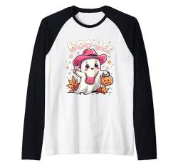 Cute Boo Jee Ghost Halloween Kürbis Rosa Kuh Geist Gruselig Raglan von Boo Jee Spooky Cow Ghost Pink Halloween Pumpkin