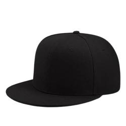 Boolavard Flat Bill Visor, klassische Snapback-Mütze, blanko, verstellbare Krempe, hohe Oberseite, Trendiger Farbstil, einfarbige Baseballkappe (Schwarz) von Boolavard