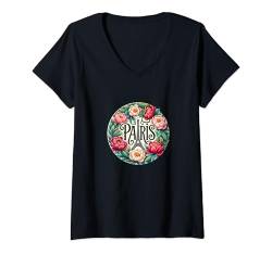 Damen Paris Frankreich Illustration Paris Kunst T-Shirt mit V-Ausschnitt von Boss Bubb