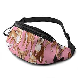 Chiwawas Hunde-Gürteltasche mit rosa Aufdruck, Unisex, Workout-Hüfttasche – Hüfttasche mit verstellbarem Gurt für Fitness, Joggen, Wandern, Reisen, Schwarz , Einheitsgröße, modisch von Botell
