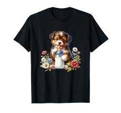 Welpe mit Flasche für Baby T-Shirt von Bottle Baby Animals