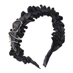 Bottone Schnallen-Stirnband für Damen, plissiert, schwarz, ein Stirnband, Gothic-Stirnband, Gothic-Kopfbedeckung, Punk-Stirnband von Bottone