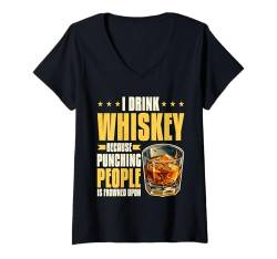 Damen Bourbon Ich trinke Whiskey T-Shirt mit V-Ausschnitt von Bourbon & Whiskey Lover