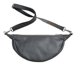 Bowleanies Taschen Moon Bag aus Lederfaserstoff - Halbmond Tasche - Halrunde Umhängetasche - Waschbar - Handmade in Deutschland - Nachhaltig und Fair produziert (Dunkelgrau) von Bowleanies Taschen