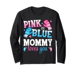 Party „Mama liebt dich“ in Rosa oder Blau beim Boxen zur Gender-Enthüllung Langarmshirt von Boxing Pink Or Blue Loves Funny Baby Gender Reveal