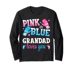 Party „Opa Loves You Boxing Gender Reveal“ in Rosa oder Blau Langarmshirt von Boxing Pink Or Blue Loves Funny Baby Gender Reveal