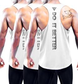 3er Pack Gym Tank Top Herren, Sport Ärmelloses Shirts Fitness Achselshirts Muscleshirt Trainingsshirt Tanktop, Atmungsaktive Ärmellos Laufshirt Bodybuilding Sleeveless Shirt für Laufen White-3P08-M von Boyzn