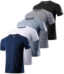 5er Pack Sport Tshirts Herren Kurzarm T-Shirts Funktionsshirt Laufshirt Schnelltrocknend Atmungsaktive Sport Shirt Fitnessshirt Trainingsshirt Fitness Oberteil für Running Workout Bodybuilding 5P02-S von Boyzn