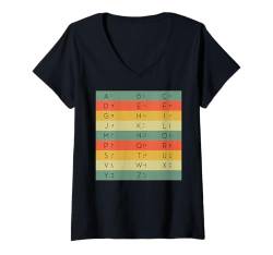 Damen Retro Vintage Braille Alphabet Braille Sprache Braille T-Shirt mit V-Ausschnitt von Braille Alphabet For Visually Impaired Braille Day