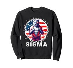 American Sigma Wolf Shirt Sigma Meme Shirts Ironisches Meme Sweatshirt von Brainrot Sigma Shirt Funny America Wolf Sigma Meme