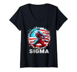 Damen I Heart Werwolfs Sigma Funny Cringe Werwolf Wolf Meme T-Shirt mit V-Ausschnitt von Brainrot Sigma Shirt Funny America Wolf Sigma Meme