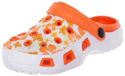 Brandsseller Damen Clog Gartenclog Gartenschuhe Schuh Pantolette Hausschuh leicht Blumenmuster - orange - 36 von Brandsseller