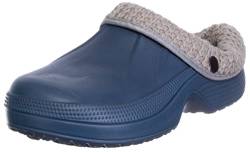 Brandsseller Herren Clog Winter 42 Hausschuh Pantolette Gartenschuh mit Strickeinlage und Fellinnensohle - Navy von Brandsseller