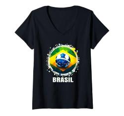 Damen Brasilien-Bekleidung Brasilien-Shirts für Brasilien-Fans T-Shirt mit V-Ausschnitt von Brasilien Ball Brasilien Spieler Brasilien