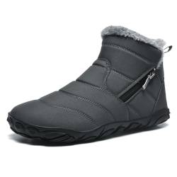 Bravover Barfußschuhe Herren Damen Winterstiefel Winterschuhe Schneestiefel Warm Gefüttert Wanderschuhe Rutschfest Wanderstiefel Stiefel Trekkingschuhe Grau EU37 von Bravover