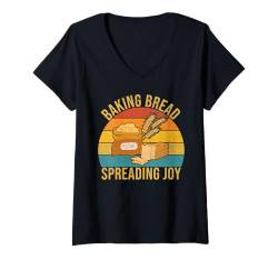 Damen Backen Brot Verteilen Freude Brot Backen T-Shirt mit V-Ausschnitt von Bread Baking Gifts