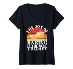 Damen Die Freude am Backen ist das beste Therapie-Brotbacken T-Shirt mit V-Ausschnitt von Bread Baking Gifts