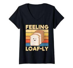 Damen Feeling Loafly Brotbacken T-Shirt mit V-Ausschnitt von Bread Baking Gifts