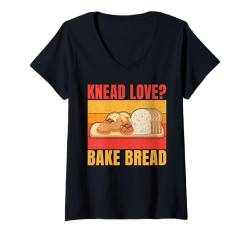 Damen Knead Love Bake Brot Backen T-Shirt mit V-Ausschnitt von Bread Baking Gifts