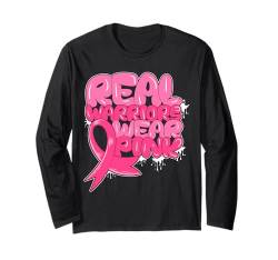 Brustkrebs-Bewusstseins-Krieger rosa Schleife Brustkrebs Langarmshirt von Breast Cancer Awareness Month Women Gifts