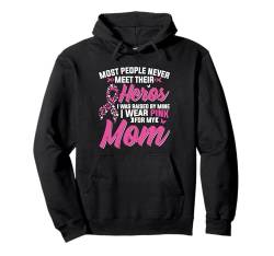 My Heroes I Wear Pink For My Mom Brustkrebs-Bewusstsein Pullover Hoodie von Breast Cancer Awareness Shirts Co.