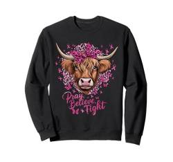 Highland Cow Pink Ribbon Brustkrebs-Bewusstsein Sweatshirt von Breast Cancer Warrior Fighter Survivor Gifts Women