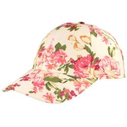 Breiter Damen Baseball Cap, Baseball-Mütze, Sommercap, 100% Baumwolle, Größenverstellbar, Blumen-Muster, Klettverschluss von Breiter