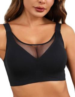 Bresdk BH Damen Ohne Bügel bra Push Up BH Ohne Bügel Grosse Grössen Seamless Starke Stütze Für Das Bequeme Und Weiche, Modische Und Schöne Raffen, rutschfeste Breitere Schulterriemen von Bresdk