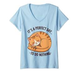 Damen Perfect Day Cat T-Shirt mit V-Ausschnitt von Bria Mathews