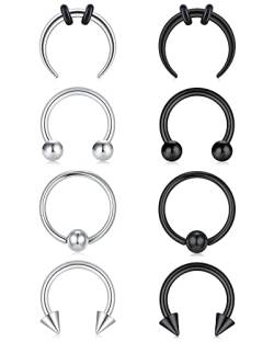 Briana Williams Septum Nasenring Hufeisen Piercing Clicker Ring 1.2mm Edelstahl Nase Lippe Ohrring Piercing Schmuck von Briana Williams