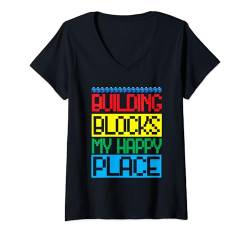 Damen Builder Baustein Steine Jungen Mädchen Rebuild Builders T-Shirt mit V-Ausschnitt von Brick Builder Funny Blocks Master Builder Kids