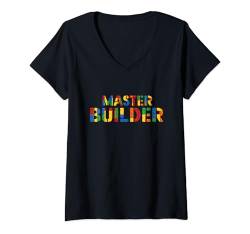 Damen Builder Baustein Steine Jungen Mädchen Rebuild Builders T-Shirt mit V-Ausschnitt von Brick Builder Funny Blocks Master Builder Kids