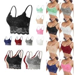 3PC Spitzen BH Ohne Bügel, Bustier Damen Push Up, Bra Nahtlos Stretch Anti Sag BH Bügelloser Starker Halt Sport BH Leichter Atmungsaktiver Tshirt BH Sexy Modern Soft-BH Klassischer Einfarbig von Briskorry