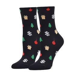 Briskorry Weihnachtssocken Damen 12 Paar Winter Warm Baumwolle Schneeflocke Rentier Socken Lustige Strümpfe Kuschelsocken Weiche Atmungsaktive Socken Einheitsgröße von Briskorry