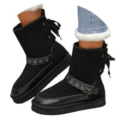 Briskorry Winterstiefel Damen Gefüttert, Schneestiefel Warme Arbeitsschuhe Winterboots Flach Wanderschuhe Wildleder Halbhohe Bequemer Halbstiefel Gefüttert Leicht mit Schnalle Schlupfstiefel von Briskorry