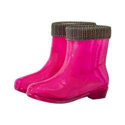 Gummistiefel Damen Halbhoch Gefüttert Regenstiefel Rutschfeste Regenschuhe Klassische Gummistiefel Einfach Thermostiefel Wasserdicht Wintergummistiefel Anti-Rutsch Stiefel Fahrrad Gartenstiefel von Briskorry