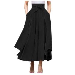 Maxirock Damen Lang Sommer Unterrock Frauen Midi Rock Elastische Freizeitrock Plisseerock Boho Strandrock Swing Beach Skirt Elegant Faltenrock Rockabilly Sommerkleid A-Linie Strandkleider von Briskorry